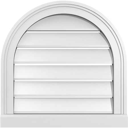 Ekena Millwork Round Top Surface Mount PVC Gable Vent: Functional, w/ 2"W x 2"P Brickmould Sill Frame, 20"W x 20"H GVPRT20X2003SF